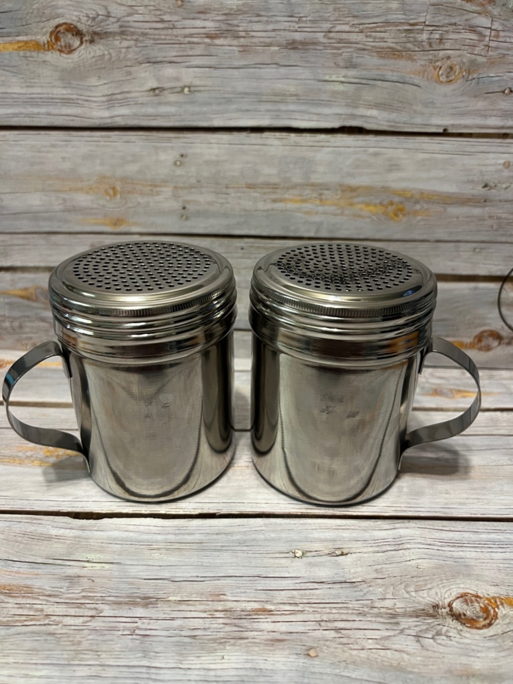 Stainless Steel Dual Salt & Pepper Shaker Set - Silver